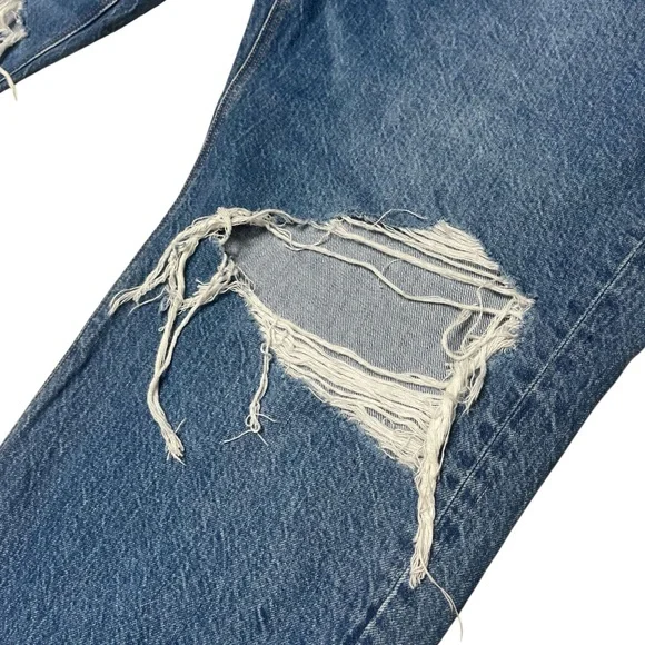 American Eagle Highest Rise Mom Jeans In Gemini Blue Ripped Size 20 - Picture 6 of 8